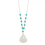 "14k Gold Turquoise & Mother-of-Pearl Shell Pendant Necklace, Women's, Size: 18"", Multicolor"