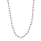 "14k Gold Rhodolite Garnet & Pink Freshwater Cultured Pearl Bead Necklace, Women's, Size: 18"""
