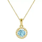 "10k Gold Round Aquamarine Pendant Necklace, Women's, Size: 18"", Blue"