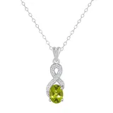 "Celebration Gems Sterling Silver Peridot & White Topaz Accent Oval Pendant Necklace, Women's, Size: 18"", Green"