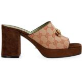 Houdan Canvas And Suede Platform Sandals - Brown - Gucci Heels