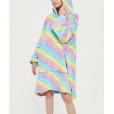 D&H Women's Wearable & Hooded Blankets Rainbow - Light Blue & Lavender Stripe Rainbow Hooded Wearable Blanket