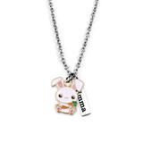 Pebbles Jones Kids Girls' Necklaces Silver - Crystal & Stainless Steel Personalized Name Bunny Necklace