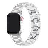 Posh Tech Replacement Bands White - Silver & White Resin Adjustable Band Replacement for Apple Watch