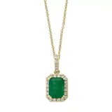 Effy® 1/8 ct. t.w. Diamond and 1 ct. t.w. Emerald Pendant Necklace in 14K Yellow Gold, 16 in