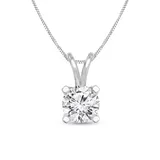 Diamaison 1/4 Ct. T.w. Certified Diamond Solitaire Pendant In 14K White Gold (I/si2)