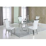 "Contemporary Dining Set w/ 42""x 72"" Glass Table & 4 Side Chairs - Chintaly YASMIN-4272-ADELLE-5PC"