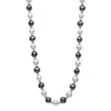 "14k Gold Over Sterling Silver Dyed Black & White Freshwater Cultured Pearl Bead Necklace, Women's, Size: 18"", Multicolor"