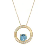 "Gemminded 18k Gold Plated Sterling Silver Blue Topaz & White Topaz Circular Pendant Necklace, Women's, Size: 18"""