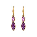 callura Women's Earrings Amethyst - Purple Crystal & Goldtone Dual Marquise-Cut Drop Earrings