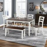Red Barrel Studio® Boorman 6 - Piece Dining Set Wood in Brown/Green/White, Size 30.0 H x 36.0 W x 54.0 D in | Wayfair
