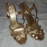 Nine West Shoes | Gold Nine West Strappy Stilettos | Color: Gold | Size: 9
