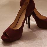 Nine West Shoes | Nine West Burgundy Suede Platform Pumps Size 7.5 | Color: Red | Size: 7.5