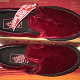 Vans Shoes | Classic Slip-On Velvet Oxblooddark Red Vans New | Color: Black/Red | Size: 5