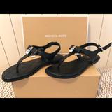 Michael Kors Shoes | Michael Kors Alice Black Leather Sandals Size 5.5m | Color: Black | Size: 5.5
