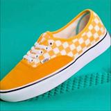 Vans Shoes | Comfycush Authentic Checker Zinnia (Yellow) White Canvassuede Brand New Vans | Color: White/Yellow | Size: Various