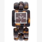 Michael Kors Accessories | Michael Kors Square Face Tortoishell Link Watch | Color: Brown/Silver | Size: Os