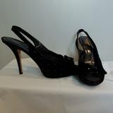 Kate Spade Shoes | Kate Spade Black Sling Back Peep Toe Shoes | Color: Black/Silver | Size: 8.5
