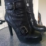 Nine West Shoes | Disheveled Moto Combat Ankle Boot Bootie 8.5 | Color: Black | Size: 8.5