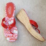 Coach Shoes | Coach Electra Espadrilles Wedge Sandals | Color: Pink/Red | Size: 7.5