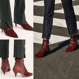 Free People Shoes | Fp Juliette Heel Boot In Maroonburgundy Eu 37 | Color: Black/Red | Size: 7