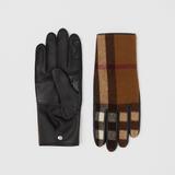 Cashmere-lined Check Wool And Lambskin Gloves - Brown - Burberry Gloves