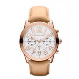 Michael Kors Accessories | Michael Kors Leather Rose Gold Mercer Watch | Color: Gold/Tan | Size: Os