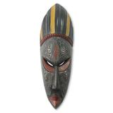 Bungalow Rose Ashanti Donkor Hand Carved African Mask Wall Decor Wood in Black/Brown, Size 18.0 H x 6.0 W in | Wayfair