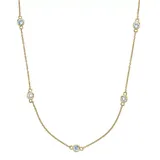"18k Gold Over Silver Lab-Created Aquamarine & Lab-Created White Sapphire Station Necklace, Women's, Size: 18"", Blue"