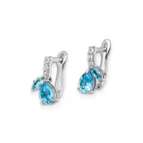 Belk & Co 1.15 ct. t.w. Swiss Blue Topaz and White Topaz Hinged Earrings in Rhodium-Plated Sterling Silver