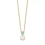 Belk & Co 1.95 Ct. T.w. Swiss Blue Topaz And Mother Of Pearl With 2-Inch Extension In Gold-Plated Sterling Silver, White, 16 In