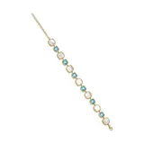 Belk & Co 11.7 ct. t.w. Swiss Blue Topaz and Mother of Pearl with 2-Inch Extension Bracelet in Gold-Plated Sterling Silver, White