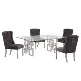 Rosdorf Park Bauxite 5 Piece Dining Set Wood/Glass/Metal/Upholstered Chairs in Brown/Gray, Size 30.0 H in | Wayfair