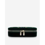 Womens Green Wolf Floral-embroidered Round Velvet Jewellery Box - Green - The Alkemistry Clutches