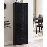 Pilaster Designs Cabinets Black - Black Four-Tier Burnham Contemporary Wood Storage Cabinet