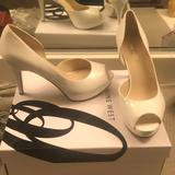Nine West Shoes | Nine West Constance Peep Toe Stiletto Heel 6.5 | Color: White | Size: 6.5