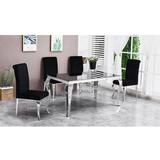 Willa Arlo™ Interiors Marin 4 - Person Dining Set Glass/Metal/Upholstered Chairs in Black/Gray, Size 30.0 H in | Wayfair