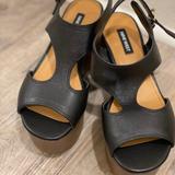 Nine West Shoes | Nine West Edge Women's Platform Wedge Sandals | Color: Black | Size: 6.5