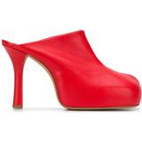Chunky Heeled Leather Mules - Red - Bottega Veneta Heels