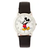 Disney's Mickey Mouse Men's Silver Tone Cardiff Watch, Size: Medium, Black