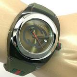 Gucci Accessories | Gucci Sync Ya137106 Khaki Rubber Unisex Watch | Color: Black/Green/Red/Tan/White | Size: Os