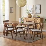 Wade Logan® 6 - Person Dining Set Wood/Upholstered Chairs in Brown, Size 29.5 H in | Wayfair B0AFAB752C41479EB539BB45803EEF0F