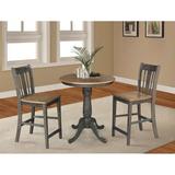 August Grove® Pucci 3 - Piece Counter Height Rubberwood Solid Wood Dining Set Wood in Black/Brown, Size 35.1 H in | Wayfair