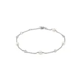 Nadri Rhodium Plated 1/2 Ct. T.w. Cubic Zirconia And Pearl Lined Bracelet