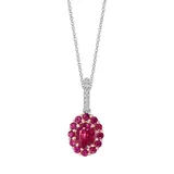 Effy® 1/10 Ct. T.w. Diamond And 1.58 Ct. T.w. Ruby Oval Pendant Necklace In 14K Two-Tone Gold, 16 In