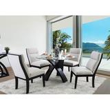 Wade Logan® Meece 4- Person Dining Set Wood/Glass/Upholstered Chairs in Black/Brown, Size 30.0 H in | Wayfair AE1949384AA148FE8468B73CF7F1498A