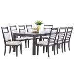 Birch Lane™ Addis 9 Piece Butterfly Leaf Dining Set Wood/Upholstered Chairs in Brown/Gray, Size 30.0 H in | Wayfair