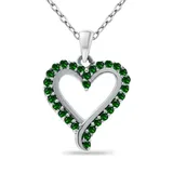 Belk & Co 1/4 Ct. T.w. Emerald Heart Pendant Necklace In Sterling Silver, White, 18 In