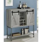 Steelside™ Enzo Bar Cabinet Wood/Metal in Black/Brown/Gray, Size 44.25 H x 15.5 D in | Wayfair CF17A054966543F8A0F9924443AC63B4