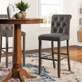 Three Posts™ Karnes Counter & Bar Stool Wood/Upholstered in Gray, Size 44.5 H x 19.25 W x 24.0 D in | Wayfair 9871E2383DDB4A238CA781158ED78EB8